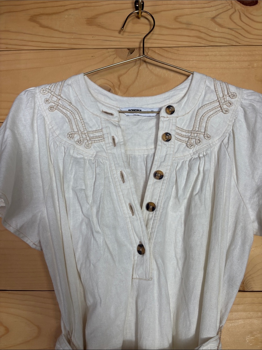 Sonoma white linen blend western style mini dress XS - Picture 3 of 10